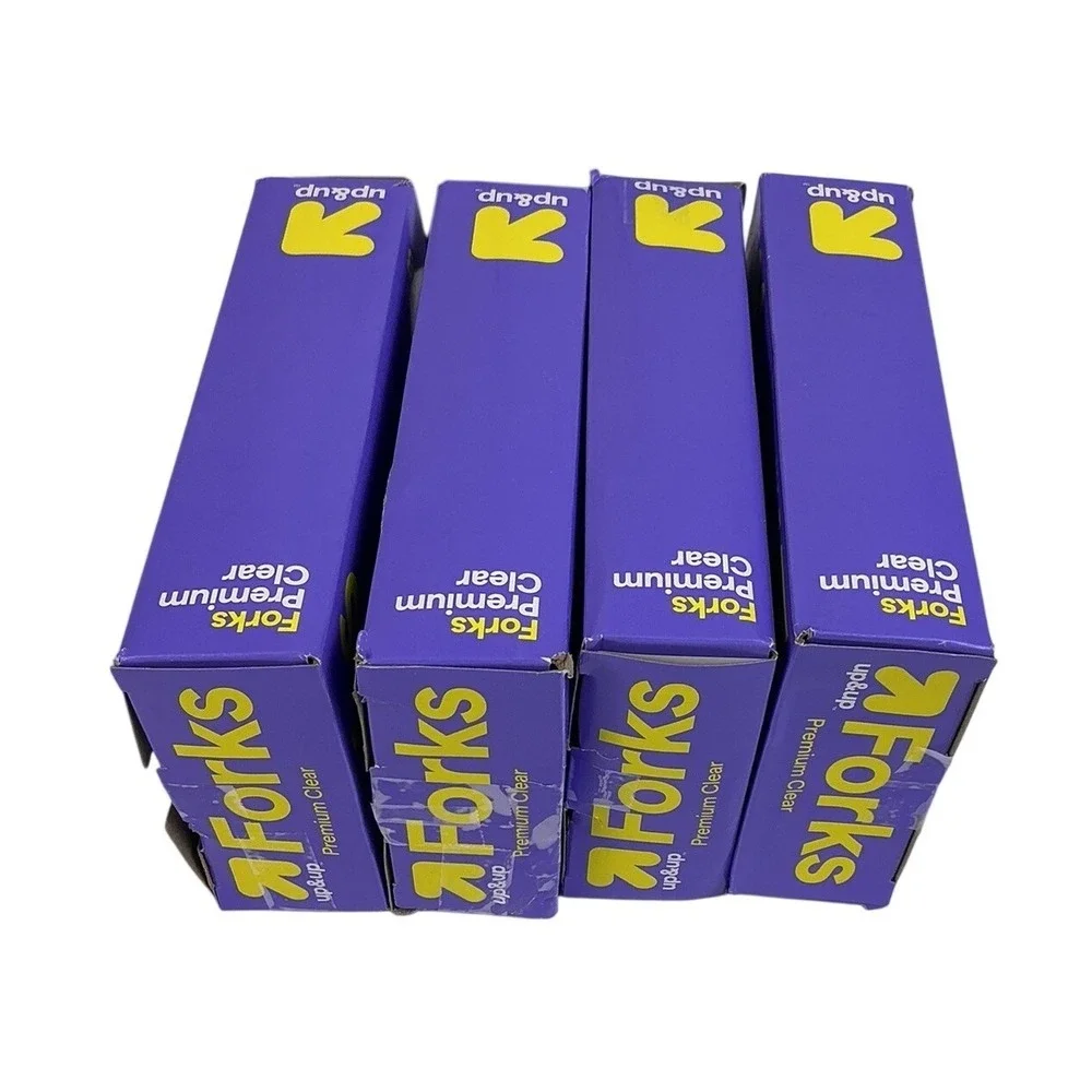 Lot of 4 Up & Up Premium Clear Plastic Forks 48 Count Each Box Damaged